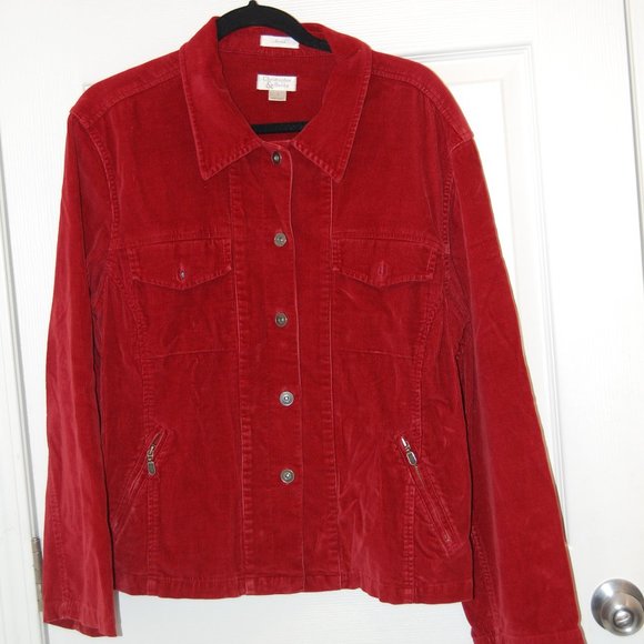 Christopher & Banks Stretch  Women's Rust Corduroy 5 Button Jacket Size Large - Picture 1 of 9